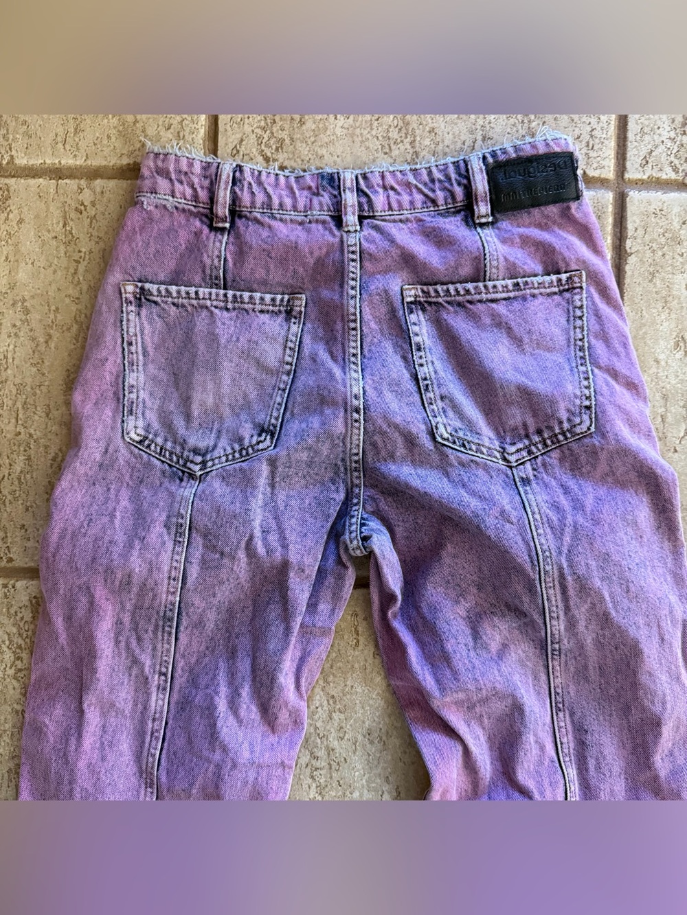 RARE Desigual x Maitrepierre Purple Wide-Leg Jeans, Sz M Acid Wash Distressed - Picture 9 of 10